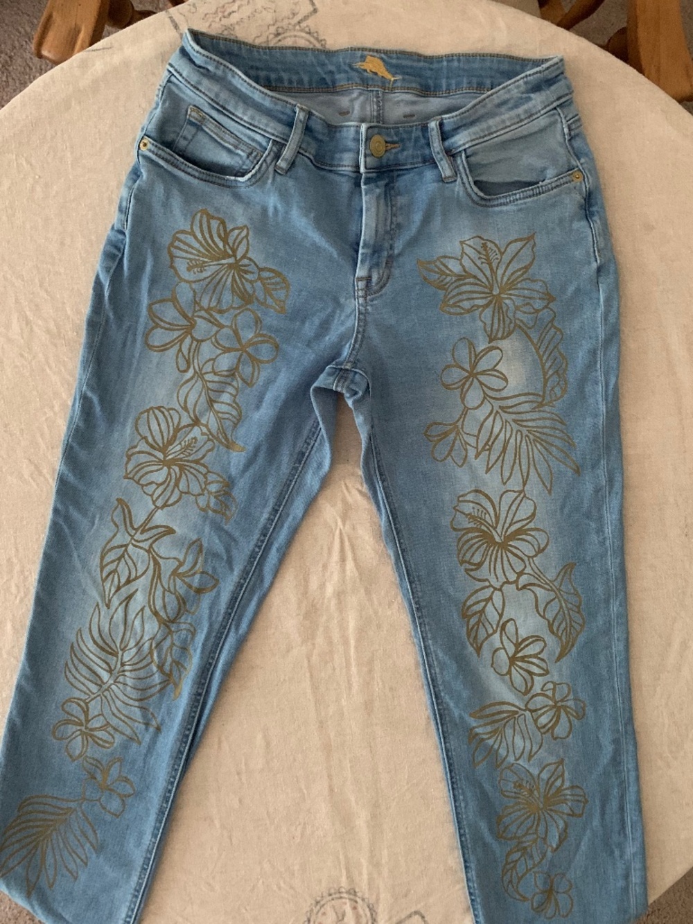Tommy Bahama Size 27 Tropical Floral Print Skinny Jeans Light Wash Stretch - Picture 2 of 16